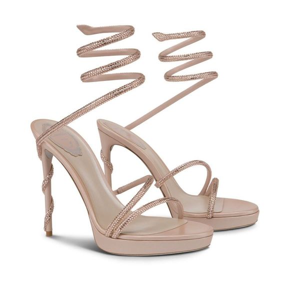 Rene Caovilla Margot Crystal Eggshell platform Sandals size 38 - Picture 1 of 15